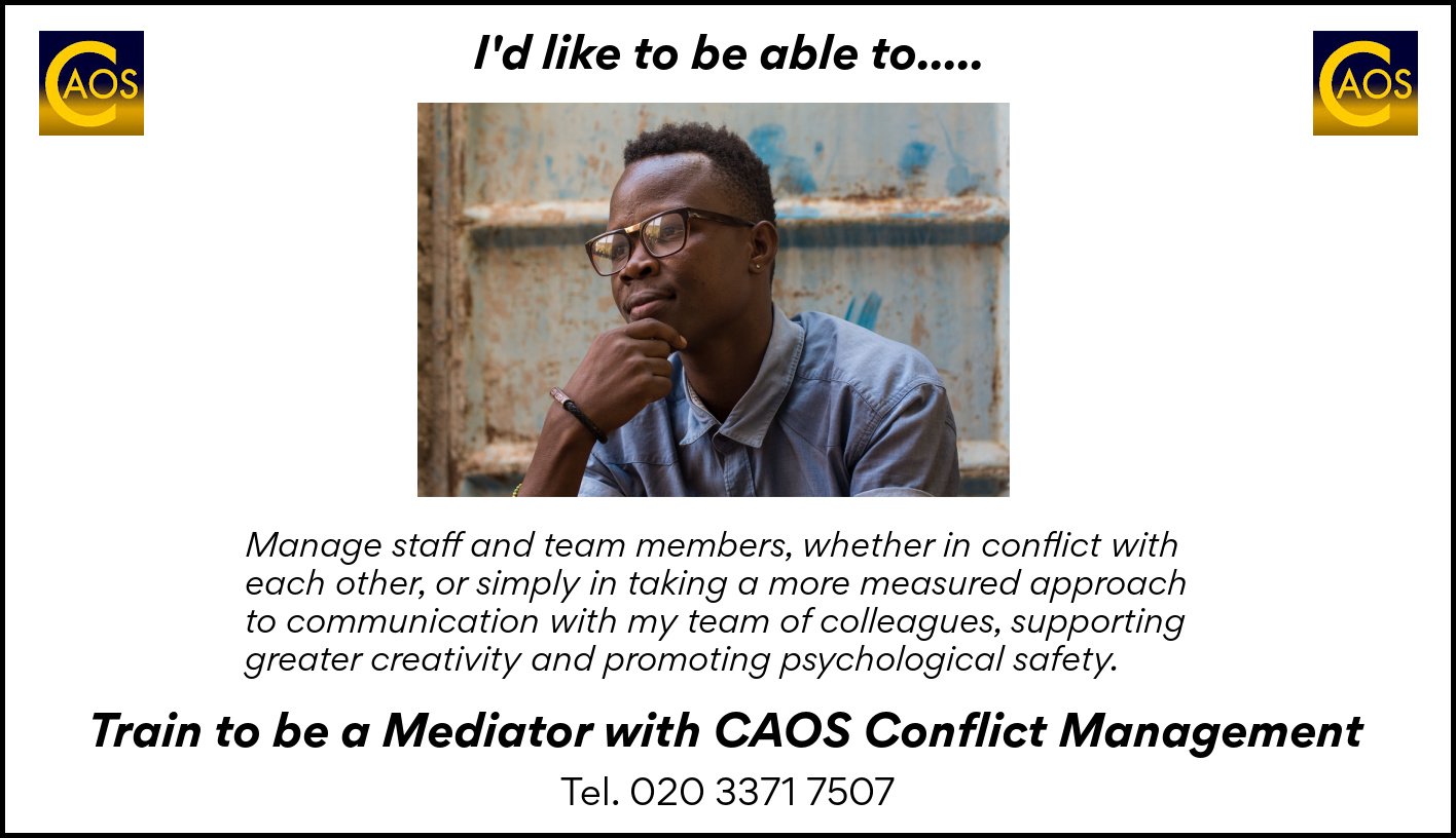 Mediation training, management and leadership skills and psychological safety at work. CAOS Conflict Management